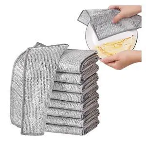 ANIS·KEAAR 10 Pack 2025 Upgraded Double Layer Non-Scratch Wire Dish Cloth, Multipurpose Wet & Dry Metal Scrub Rags for Dishes, Cookware, Sinks, Stoves ANIS·KEAAR 10 Pack 2025 Upgraded Double Layer Non-Scratch Wire Dish Cloth, Multipurpose Wet & Dry Metal Scrub Rags for Dishes, Cookware, Sinks, Stoves