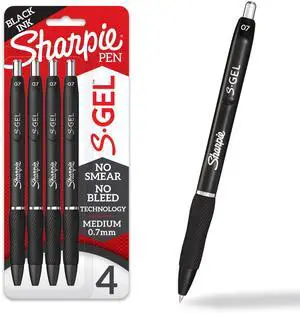 S-Gel Pens, Medium Point (0.7mm), Black Ink, 4 Count - Ideal for Writing, Journaling, Drawing, Coloring, Note-Taking, College Supplies S-Gel Pens, Medium Point (0.7mm), Black Ink, 4 Count - Ideal for Writing, Journaling, Drawing, Coloring, Note-Taking, College Supplies