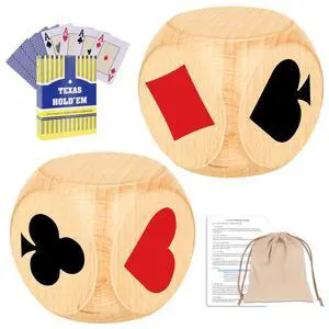 1.57 Inch Large Euchre Trump Marker Dice Kit- 2 PCS Wooden Euchre Cube Indicator & Cards with Storage Bag and Manual for Euchres Players & Bridge Playing Card Lovers 1.57 Inch Large Euchre Trump Marker Dice Kit- 2 PCS Wooden Euchre Cube Indicator & Cards with Storage Bag and Manual for Euchres Players & Bridge Playing Card Lovers