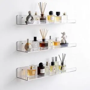 Clear Acrylic Shelves for Bathroom, 15'' Floating Shelves Wall Organizer for Perfume, Skincare, Bookshelf Organizer for Bedroom, Kids Room, Living Room, Room Decor Clear Acrylic Shelves for Bathroom, 15'' Floating Shelves Wall Organizer for Perfume, Skincare, Bookshelf Organizer for Bedroom, Kids Room, Living Room, Room Decor
