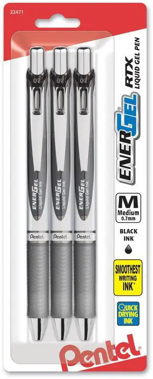 EnerGel RTX Liquid Gel Ink Pens, (0.7mm), Medium Line, Black Ink, Pack of 3 (BL77BP3A) EnerGel RTX Liquid Gel Ink Pens, (0.7mm), Medium Line, Black Ink, Pack of 3 (BL77BP3A)