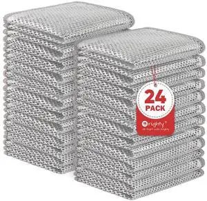 24 Pcs Multipurpose Wire Dishwashing Rag, Non-Scratch Wire Dish Cleaning Cloths for Wet and Dry, Reusable Steel Scrubber for Kitchen, Powerful Dishcloth Rag for Cookware, Dish, Stove-7"x8" 24 Pcs Multipurpose Wire Dishwashing Rag, Non-Scratch Wire Dish Cleaning Cloths for Wet and Dry, Reusable Steel Scrubber for Kitchen, Powerful Dishcloth Rag for Cookware, Dish, Stove-7"x8"
