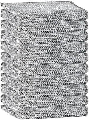 Reuseable Cleaning Cloth,Soft Wire Dishwashing Rags ,Double layer multi-purpose anti-scratch steel wire multi-purpose cleaning cloth,Suitable for tableware, metal,kitchen,home,office (10-Silver) Reuseable Cleaning Cloth,Soft Wire Dishwashing Rags ,Double layer multi-purpose anti-scratch steel wire multi-purpose cleaning cloth,Suitable for tableware, metal,kitchen,home,office (10-Silver)