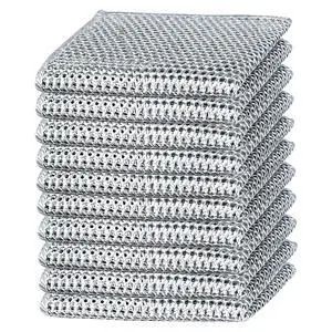 10-Pack Double-Layer Dry/Wet Dual-Use Metal Wire Non-Scratch Cloth Multi-Purpose Magic Cleaning Cloth Silver Wire Dish Cloth for Cookware, Tableware, Sink, Stove Cleaning, etc.(10PCS) 10-Pack Double-Layer Dry/Wet Dual-Use Metal Wire Non-Scratch Cloth Multi-Purpose Magic Cleaning Cloth Silver Wire Dish Cloth for Cookware, Tableware, Sink, Stove Cleaning, etc.(10PCS)