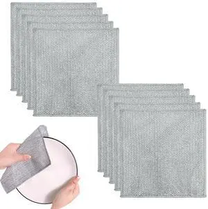 BoAn Multipurpose Wire Dishwashing Rags,Double Layer Metal Wire Dishcloth,Reusable Dish Washing Scrub for Home Kitchen Cooktop Sinks(10PCS) BoAn Multipurpose Wire Dishwashing Rags,Double Layer Metal Wire Dishcloth,Reusable Dish Washing Scrub for Home Kitchen Cooktop Sinks(10PCS)