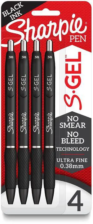 S-Gel Pens, Ultra Fine Point (0.38mm), Black Gel Ink, 4 Count S-Gel Pens, Ultra Fine Point (0.38mm), Black Gel Ink, 4 Count