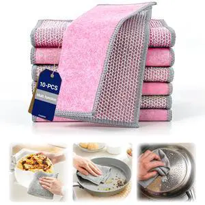 Multifunctional Non-Scratch Wire Dishcloth, 10PCS Double Layer Multipurpose Wire Dishwashing Rags for Wet and Dry, Dish Cloths for Washing Dishes, Stovetops, Kitchen Countertops with Ease Multifunctional Non-Scratch Wire Dishcloth, 10PCS Double Layer Multipurpose Wire Dishwashing Rags for Wet and Dry, Dish Cloths for Washing Dishes, Stovetops, Kitchen Countertops with Ease