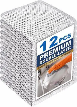 12 Piece Upgraded 2 Layer Metal Dish Cloth Set, Non Scratch Odor Free Wire Dishwashing Rags, Reusable Kitchen Cleaning Cloths for Wet and Dry Use on Dishes, Sinks and Stovetops 12 Piece Upgraded 2 Layer Metal Dish Cloth Set, Non Scratch Odor Free Wire Dishwashing Rags, Reusable Kitchen Cleaning Cloths for Wet and Dry Use on Dishes, Sinks and Stovetops