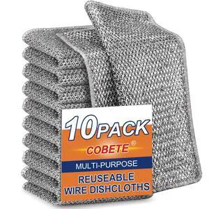Non Scratch Wire Dishcloth,Double-Layer Wire Dishwashing Rags for Wet and Dry,Wire Miracle Cleaning Towels and Dish Cloths Multipurpose for Washing Dishes,Cookware, Sinks,Stove Tops,Pack of 10 Non Scratch Wire Dishcloth,Double-Layer Wire Dishwashing Rags for Wet and Dry,Wire Miracle Cleaning Towels and Dish Cloths Multipurpose for Washing Dishes,Cookware, Sinks,Stove Tops,Pack of 10