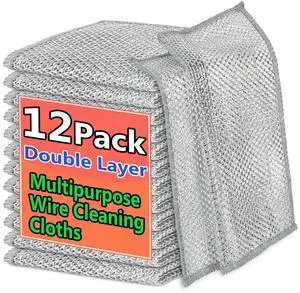 12PCS Double-Layer Wire Dishcloth, Non-Scratch Wire Dishwashing Rags, Multipurpose Wire Cleaning Cloths for Home/Kitchen(7.87''x7.87'') 12PCS Double-Layer Wire Dishcloth, Non-Scratch Wire Dishwashing Rags, Multipurpose Wire Cleaning Cloths for Home/Kitchen(7.87''x7.87'')