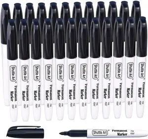 Permanent Markers Black, Pack of 24 Fine Point Permanent Markers, Black Ink, Permanent Marker Works on Plastic, Wood, Stone, Metal, Glass for Marking Permanent Markers Black, Pack of 24 Fine Point Permanent Markers, Black Ink, Permanent Marker Works on Plastic, Wood, Stone, Metal, Glass for Marking