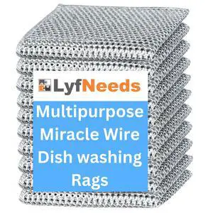 Non Scratch Wire Dishwashing Rag, 8 Pack Double Layer Reusable Wire Dishcloth, Silver Mesh Metal Cleaning Cloth for Pots, Pans, Sink, Steel Cookware, Wet & Dry Cleaning Non Scratch Wire Dishwashing Rag, 8 Pack Double Layer Reusable Wire Dishcloth, Silver Mesh Metal Cleaning Cloth for Pots, Pans, Sink, Steel Cookware, Wet & Dry Cleaning