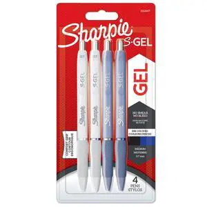 S-Gel | Gel Pens | Medium Point (0.7mm) | Frost Blue & White Pearl Barrels | Black & Blue Ink | 4 Count S-Gel | Gel Pens | Medium Point (0.7mm) | Frost Blue & White Pearl Barrels | Black & Blue Ink | 4 Count