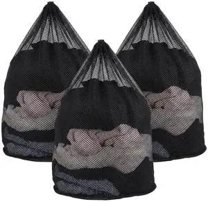 3 Pcs Mesh Laundry Bags for College, Dorm, Travel, Famliy and Apartment with Drawstring Closure Sturdy(Black, 3 XX-Large) 3 Pcs Mesh Laundry Bags for College, Dorm, Travel, Famliy and Apartment with Drawstring Closure Sturdy(Black, 3 XX-Large)
