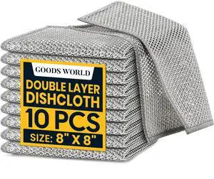 10 Pack Non Scratch Wire Dishcloth Double Layer Steel Wire Cleaning Cloth 8"x8" Multipurpose Wire Dishwashing Rags for Wet & Dry, Cookware, Sinks, Dishes, Stove Tops, Kitchen Cleaning Towel, Washcloth 10 Pack Non Scratch Wire Dishcloth Double Layer Steel Wire Cleaning Cloth 8"x8" Multipurpose Wire Dishwashing Rags for Wet & Dry, Cookware, Sinks, Dishes, Stove Tops, Kitchen Cleaning Towel, Washcloth