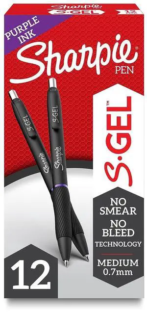 S-Gel Pens, Medium Point (0.7mm), Purple Gel Ink, 12 Count - For Home, Office, School S-Gel Pens, Medium Point (0.7mm), Purple Gel Ink, 12 Count - For Home, Office, School