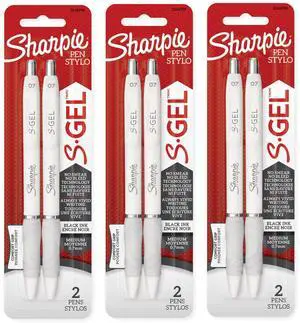 S-Gel, Gel Pens, Medium Point (0.7mm), Pearl White Body, Black Gel Ink Pens, 6 Count S-Gel, Gel Pens, Medium Point (0.7mm), Pearl White Body, Black Gel Ink Pens, 6 Count