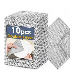 Steel Wire Dishcloths,Double-Layer Non-Scratch Steel Wire Cleaning Cloth for Cookware,Sinks,Stove Tops, Dishes (10PCS) Steel Wire Dishcloths,Double-Layer Non-Scratch Steel Wire Cleaning Cloth for Cookware,Sinks,Stove Tops, Dishes (10PCS)
