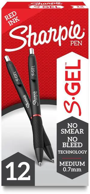 S-Gel Pens, Medium Point (0.7mm), Red Gel Ink, 12 Count - Classroom, Teacher Supplies S-Gel Pens, Medium Point (0.7mm), Red Gel Ink, 12 Count - Classroom, Teacher Supplies