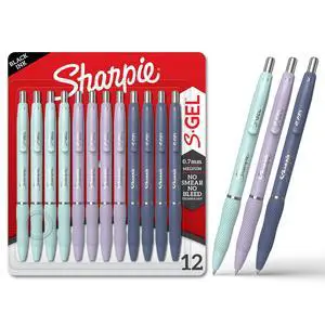 S-Gel Gel Pens, Medium Point (0.7mm), Assorted Fashion Barrels, Black Ink, 12 Count - Office, Teacher, School Supplies S-Gel Gel Pens, Medium Point (0.7mm), Assorted Fashion Barrels, Black Ink, 12 Count - Office, Teacher, School Supplies