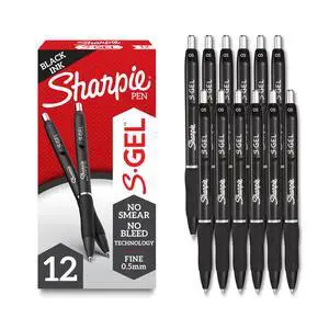 S-Gel Pens, Fine Point (0.5mm), Black Ink, 12 count - Ideal for Writing, Journaling, Drawing, Coloring, Note-Taking, College Supplies S-Gel Pens, Fine Point (0.5mm), Black Ink, 12 count - Ideal for Writing, Journaling, Drawing, Coloring, Note-Taking, College Supplies