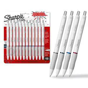 S-Gel Pens, Pearl White Body, Fashion Barrel, Medium Point (0.7mm), Colorful Ink, 12 Count, USA 250th Anniversary Edition S-Gel Pens, Pearl White Body, Fashion Barrel, Medium Point (0.7mm), Colorful Ink, 12 Count, USA 250th Anniversary Edition