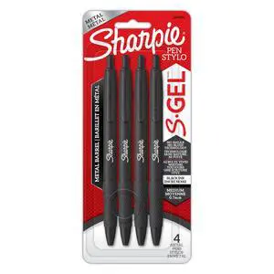 S-Gel, Gel Pens, Sleek Metal Barrel, Matte Black, Medium Point (0.7mm), Black Ink, 4 Count S-Gel, Gel Pens, Sleek Metal Barrel, Matte Black, Medium Point (0.7mm), Black Ink, 4 Count
