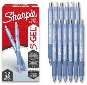S-Gel Pens, Frost Blue Barrel, Medium Point (0.7mm), Black Gel Ink, 12 Count - Office Supplies, Journaling, Writing, Note-Taking S-Gel Pens, Frost Blue Barrel, Medium Point (0.7mm), Black Gel Ink, 12 Count - Office Supplies, Journaling, Writing, Note-Taking