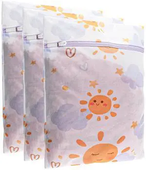 3Pcs Durable Mesh Laundry Bag, Durable Laundry Bags with Premium Zipper (Sunny) 3Pcs Durable Mesh Laundry Bag, Durable Laundry Bags with Premium Zipper (Sunny)