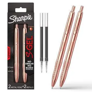 S-Gel Pens, Copper Metal Body, Medium Point (0.7mm), Black Gel Ink, Includes 2 Pens and 2 Additional Ink Refills S-Gel Pens, Copper Metal Body, Medium Point (0.7mm), Black Gel Ink, Includes 2 Pens and 2 Additional Ink Refills