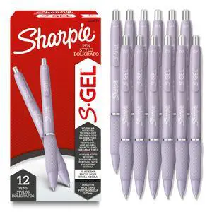 S-Gel, Gel Pens, Medium Point (0.7mm), Icy Violet Barrel, Black Ink, 12 Count S-Gel, Gel Pens, Medium Point (0.7mm), Icy Violet Barrel, Black Ink, 12 Count