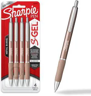 S-Gel, Gel Ink Pens, Medium Point (0.7mm), Sleek Metal Barrel, Champagne, Black Ink, 4 Count - Drawing, Journaling, Writing, School, Teacher Supplies S-Gel, Gel Ink Pens, Medium Point (0.7mm), Sleek Metal Barrel, Champagne, Black Ink, 4 Count - Drawing, Journaling, Writing, School, Teacher Supplies