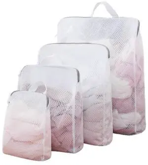 GWT 4Pcs 3D Mesh Laundry Bags with Hanging Handles (S/M/L/XL) - Durable Zippered Wash Bags for Delicates, Shoes & Bulk Clothes - Space-Saving Foldable Design GWT 4Pcs 3D Mesh Laundry Bags with Hanging Handles (S/M/L/XL) - Durable Zippered Wash Bags for Delicates, Shoes & Bulk Clothes - Space-Saving Foldable Design