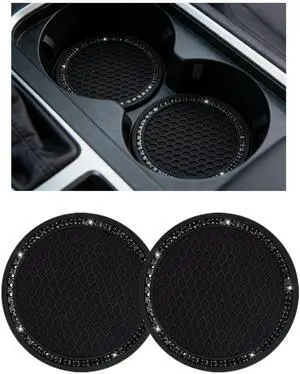 Bling Car Cup Coaster, Universal Holder Insert Rhinestone Anti Slip Silicone Accessories Suitable for Most Interior, Best Gift Women, Black and Black, 2 Count (Pack of 1) Bling Car Cup Coaster, Universal Holder Insert Rhinestone Anti Slip Silicone Accessories Suitable for Most Interior, Best Gift Women, Black and Black, 2 Count (Pack of 1)