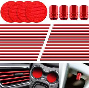 28 Pcs Car Interior Accessories Including 20 Pcs Car Air Conditioner Decoration Strip 4 Non Slip Silicone Car Cup Coaster 4 Car Tire Valve Stem Caps for Most Cars SUVs Trucks(Red) 28 Pcs Car Interior Accessories Including 20 Pcs Car Air Conditioner Decoration Strip 4 Non Slip Silicone Car Cup Coaster 4 Car Tire Valve Stem Caps for Most Cars SUVs Trucks(Red)
