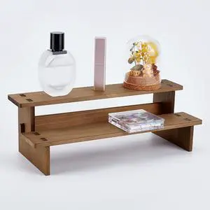2-Tier Wooden Display Riser Shelf, 4.69x11.65x3.78 Inch Camel Tabletop Small Food Stand Risers Display Makeup Step Perfume Organizer for Fragrance Cosmetics Figure Collection 2-Tier Wooden Display Riser Shelf, 4.69x11.65x3.78 Inch Camel Tabletop Small Food Stand Risers Display Makeup Step Perfume Organizer for Fragrance Cosmetics Figure Collection