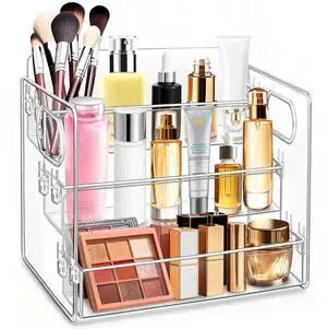 3-Tier Bathroom Counter Organizer Storage Shelf for Makeup, Perfume & Skincare, Makeup Perfume Tray Skincare Organizer Fits Bathroom, Dresser, Kitchen (Clear) 3-Tier Bathroom Counter Organizer Storage Shelf for Makeup, Perfume & Skincare, Makeup Perfume Tray Skincare Organizer Fits Bathroom, Dresser, Kitchen (Clear)