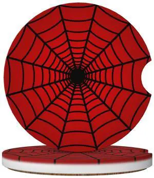2-Pack Car Coasters Red Spider Web, 2.56" 2-Pack Car Coasters Red Spider Web, 2.56"