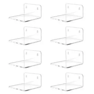 Acrylic Small Shelf,Mini Floating Wall Shelf,Wall Mounted Storage Shelf,for Pop Figures,Plant,Picture Photo Modern Wall for Office Bedroom Living Room,Clear (8 Pack) Acrylic Small Shelf,Mini Floating Wall Shelf,Wall Mounted Storage Shelf,for Pop Figures,Plant,Picture Photo Modern Wall for Office Bedroom Living Room,Clear (8 Pack)
