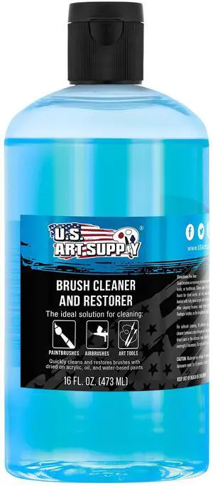 Brush Cleaner and Restorer, 16 Ounce Bottle - Quickly Cleans Paint Brushes, Airbrushes, Art Tools - Cleaning Solution to Remove Dried On Acrylic, Oil and Water-Based Paint Colors Brush Cleaner and Restorer, 16 Ounce Bottle - Quickly Cleans Paint Brushes, Airbrushes, Art Tools - Cleaning Solution to Remove Dried On Acrylic, Oil and Water-Based Paint Colors