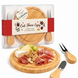 6-Inch Bamboo Cheese Board Set with Knife & Fork, Personal Charcuterie Board & Dessert Plate, Reusable PP Storage Box, Gift-Ready for Wedding, Bridal Shower, Baby Shower, Party, 1 Pack 6-Inch Bamboo Cheese Board Set with Knife & Fork, Personal Charcuterie Board & Dessert Plate, Reusable PP Storage Box, Gift-Ready for Wedding, Bridal Shower, Baby Shower, Party, 1 Pack