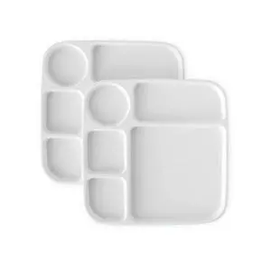 Divided Meal Tray, Set of 2, White, Microwave Safe Polypropylene Divided Meal Tray, Set of 2, White, Microwave Safe Polypropylene