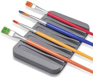 2 Pcs Paint Brush Holder with 8 Slots, Washable Silicone Brush Rinse Cleaner, Paintbrush Organizer Display Stand -Grey 2 Pcs Paint Brush Holder with 8 Slots, Washable Silicone Brush Rinse Cleaner, Paintbrush Organizer Display Stand -Grey