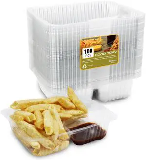 100 PC Nacho Trays Disposable, 12oz Plastic Nacho Containers with Chip and Dip Holder, 6x5 In 2 Compartments Clear Snack Trays for Kids,Parties, Movie Night Supplies (Plastic-100pc) 100 PC Nacho Trays Disposable, 12oz Plastic Nacho Containers with Chip and Dip Holder, 6x5 In 2 Compartments Clear Snack Trays for Kids,Parties, Movie Night Supplies (Plastic-100pc)