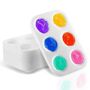 32 PCS Paint Tray Palette, White Plastic Paint Pallets, 6 Well Rectangular Paint Watercolor Palette for Students, Premium Paint Holder Tray for Painting Party, DIY Craft and Art Class 32 PCS Paint Tray Palette, White Plastic Paint Pallets, 6 Well Rectangular Paint Watercolor Palette for Students, Premium Paint Holder Tray for Painting Party, DIY Craft and Art Class