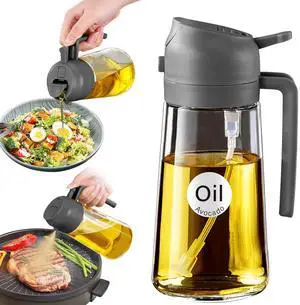 16oz/470ml Oil Sprayer for Cooking with Stickers, Food-grade Premium 2 in 1 Olive Oil Dispenser Bottle for Kitchen Gadgets, Air Fryer, Salad, Frying, BBQ (Gray) 16oz/470ml Oil Sprayer for Cooking with Stickers, Food-grade Premium 2 in 1 Olive Oil Dispenser Bottle for Kitchen Gadgets, Air Fryer, Salad, Frying, BBQ (Gray)