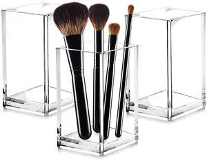 3 Pack Clear Acrylic Makeup Brush Holder,Acrylic Cosmetic Brushes Storage Organizer,Pencil Pen Holder Cup for Desk,Modern Design Desk Accessories for Office School Home Supplies 3 Pack Clear Acrylic Makeup Brush Holder,Acrylic Cosmetic Brushes Storage Organizer,Pencil Pen Holder Cup for Desk,Modern Design Desk Accessories for Office School Home Supplies