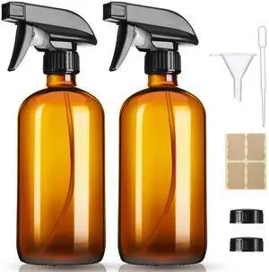 16oz Amber Glass Spray Bottles,2 Pack Glass Spray Bottles Refillable Empty Bottle with Adjustable Nozzle,Spray Bottle for Essential Oils,Cleaning,Pets,Hair Mister 16oz Amber Glass Spray Bottles,2 Pack Glass Spray Bottles Refillable Empty Bottle with Adjustable Nozzle,Spray Bottle for Essential Oils,Cleaning,Pets,Hair Mister