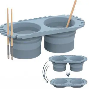 Dual Compartment Paint Brush Cleaner Cup, Foldable Silicone Brush Cleaning Rinse Cup with Brush Holder, Portable Traval Gift for Students and Artists, Suitable for Acrylic, Watercolor & Art Supplies Dual Compartment Paint Brush Cleaner Cup, Foldable Silicone Brush Cleaning Rinse Cup with Brush Holder, Portable Traval Gift for Students and Artists, Suitable for Acrylic, Watercolor & Art Supplies