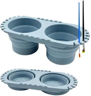 Paint Brush Cleaner Cup, Foldable Silicone Brush Cleaning Rinse Cup with Dual Compartment Cleaning Container and Brush Holder for Acrylic, Watercolor & Art Supplies Paint Brush Cleaner Cup, Foldable Silicone Brush Cleaning Rinse Cup with Dual Compartment Cleaning Container and Brush Holder for Acrylic, Watercolor & Art Supplies